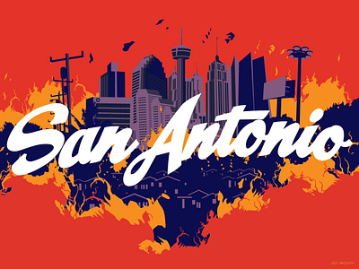 San Antonio Fire Skyline city fire flame graphic design illustration red san antonio sanantonio sanantoniotexas satx skyline texas tx vector