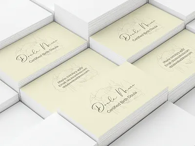 Minimalist Sketch Business Card - Yellow business card canva design doula feminine business card fertile optimism fully customizable soft neutral design