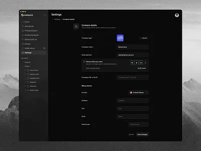 Company details — Untitled UI contact information darkmode details form nav preferences settings ui design user interface