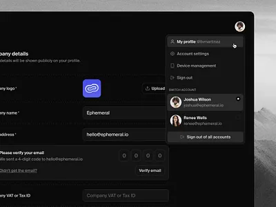 Account dropdown — Untitled UI account dropdown account info dark ui darkmode product design ui design user interface