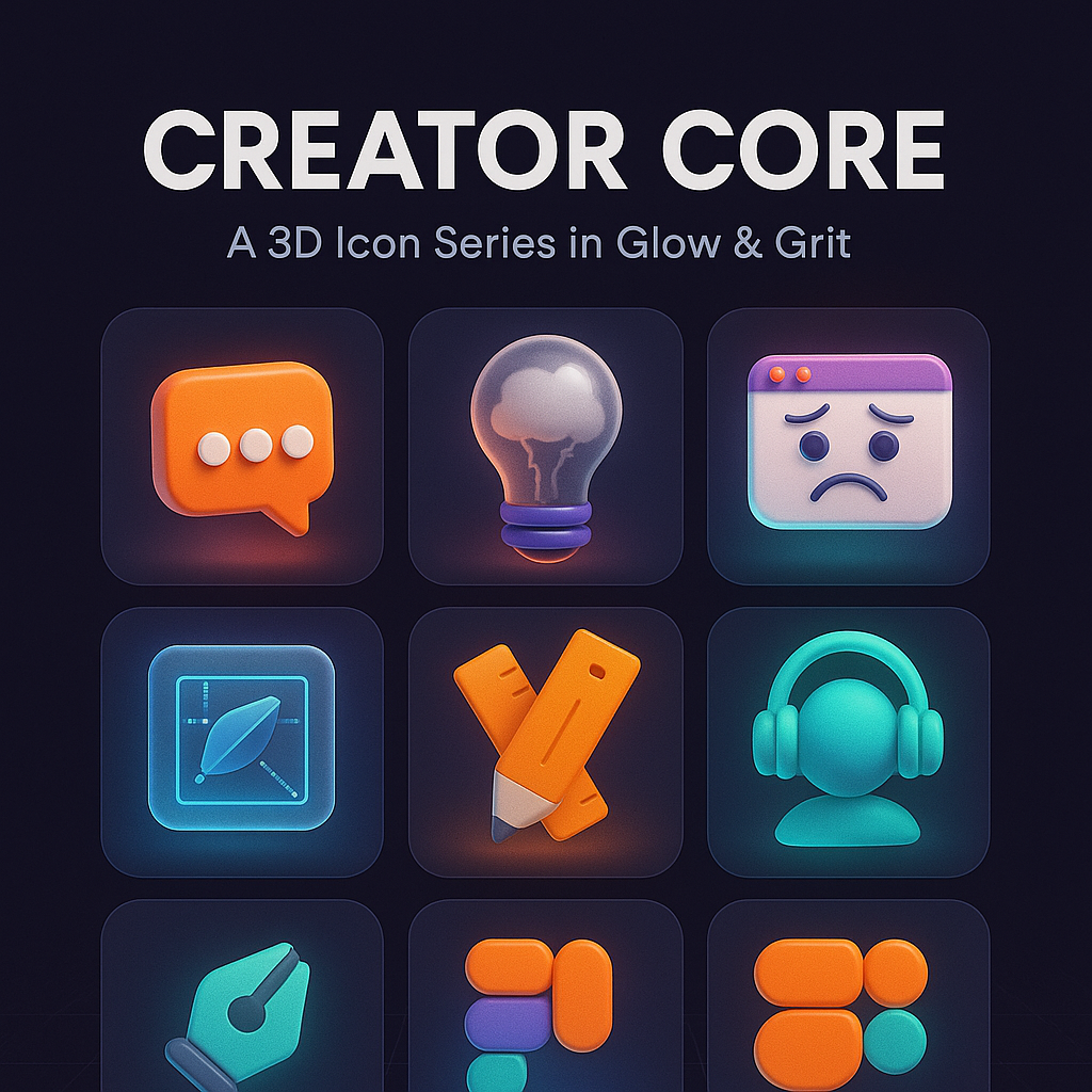 Creator Core: A 3d Icon series illustrated 3d 3d icon branding creativity design designer life graphic design illustrated icons illustration isometric illustration logo material 3d vector