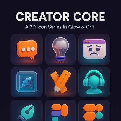 Creator Core: A 3d Icon series illustrated 3d 3d icon branding creativity design designer life graphic design illustrated icons illustration isometric illustration logo material 3d vector