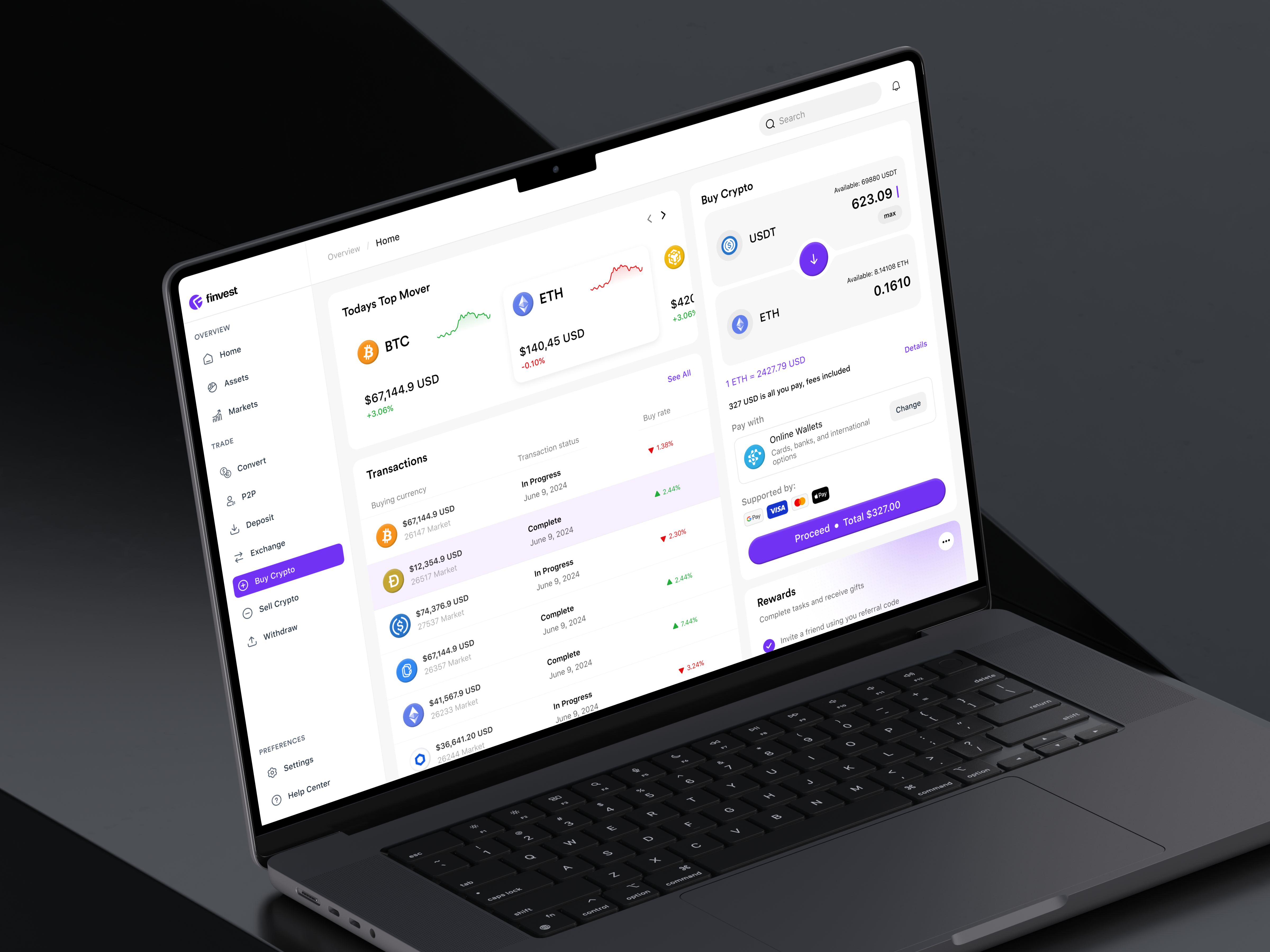 Crypto Buying Dashboard UI Design admin analytics buy chart crm crypto crypto dashboard crypto dashboard dashboard dashboard design dashboard ui dashboard ui design data visualisation design interface minimal design orbix studio saas website