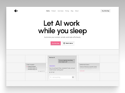 Ai agent hero landing agent ai hero landing minimal uiux web design
