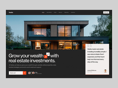Real estate investment company website design - Vestia graphic design home landingpage page real estate design real estate investment realestate ui ux web webdesign website website design