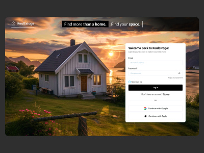 Minimal login UI for Real Estate platform - Login page branding graphic design landing page login login page logo minimal mobile real estate sign in sign up ui uiux web page website