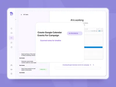 AI Assistant — Task Completion Animation ai ai assistant ai tool clean design concept design interface animation modern ui motion design notetaking app saas ui ui animation uiux ux ux animation web web design webdesign