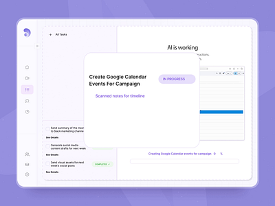 AI Assistant — Task Completion Animation ai ai assistant ai tool clean design concept design interface animation modern ui motion design notetaking app saas ui ui animation uiux ux ux animation web web design webdesign