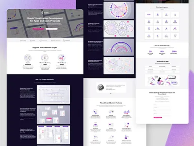 Landing Page Design for Graph Visualization Solutions data vis data visualization diagramming graphic design icons illustration landing page saas web design