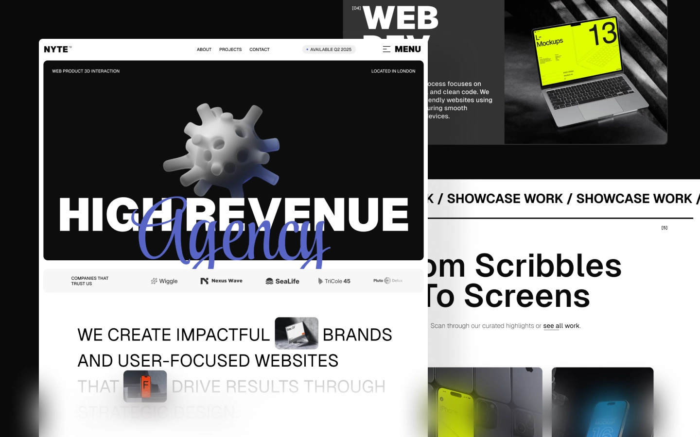 Nyte - Creative Agency Website agency convert creative customer landing page one page site revenue site studio template web design webflow