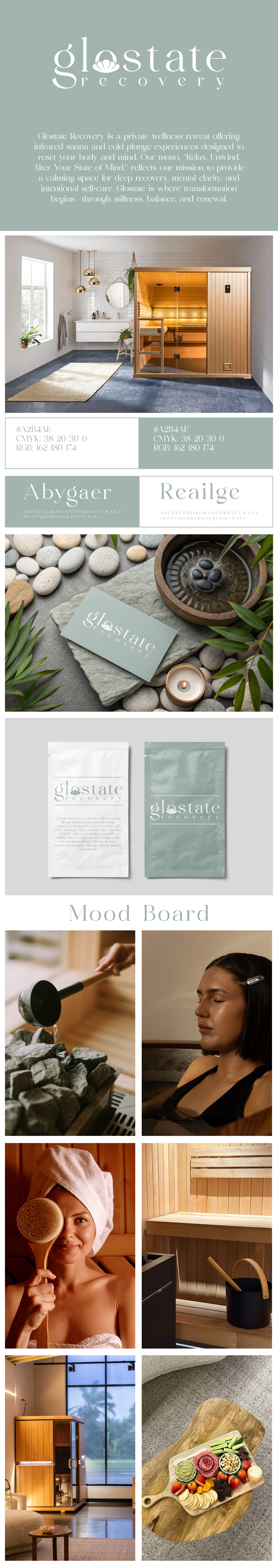 Glostate Recovery Logo branding calm cold plunge design graphic design logo logo brand logo design logo mark luxury mindful peace relax sauna saunas shell steam typography wellness yoga