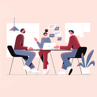 Collaborative Teamwork in Action_illustration 2d character character design character illustration design illustration newstyle office environment office setup people work