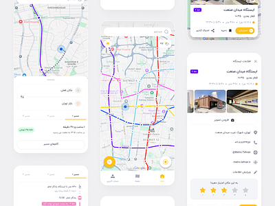 Metro UI Sample - Navigation App ai app brt bus color icon map metro mobile ui navigate phtoto railway taxi ui ui app underground yellow