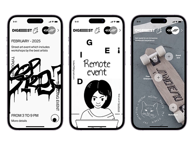 Digest - Mobile App Concept adventure celebration concept connection creative digital event exclusive explore festivals inspiration mobile mobile app networking outdoor social street trendy ui ux