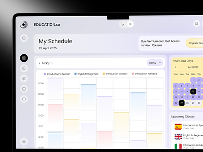 Online Education Dashboard Concept admin app college crm dashboard e learning graphic design interface design learning platform mobile app online class online education saas schedule school management ui ui design university ux website