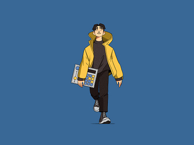 How I Feel - album cover art album beatpad boy character colorful cover fashion illustration man music musician producer raincoat song style texture walking