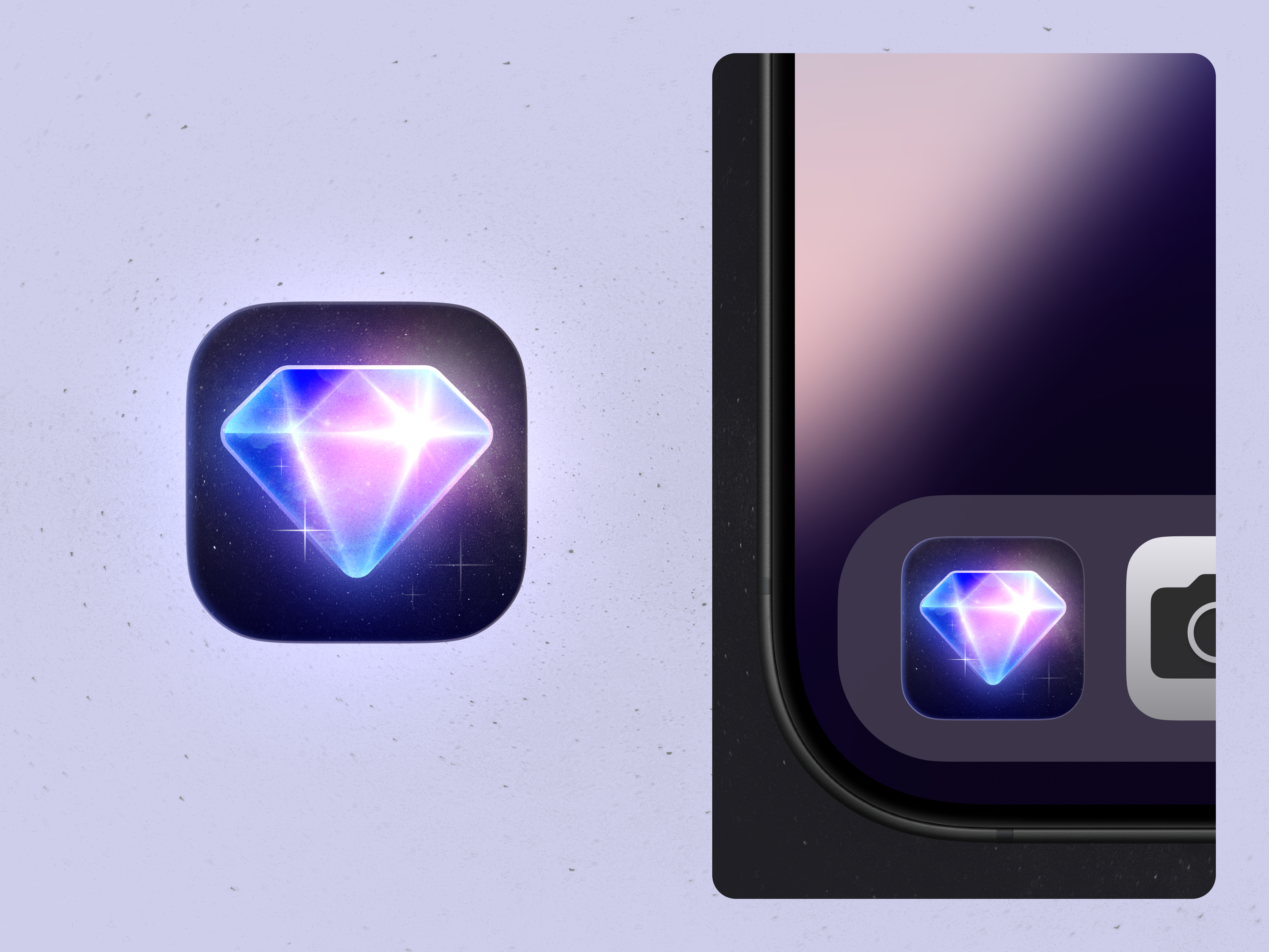 Example of Shiny Diamond App Icon 💎