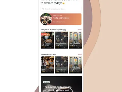 Brew & Beyond app design brew coffee coffee apps food apps ui ui design ux