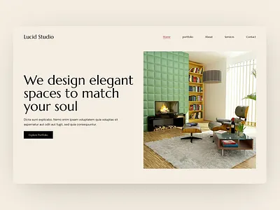 Lucid Studio - Elegant Interior Design Website Concept clean website design design spaces elegant website hero section interior designer interior website landing page