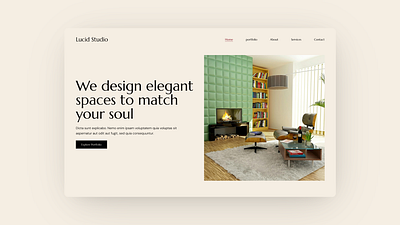 Lucid Studio - Elegant Interior Design Website Concept clean website design design spaces elegant website hero section interior designer interior website landing page