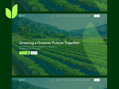 Agriculture Website Hero Section agriculture agriculture banner ui agriculture hero banner banner sectuin banner ui green website hero section home ui design homepage