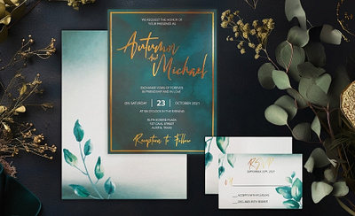 White Matte Foil Stamped Wedding Invitation: Dark Desire custom gold foil invitations