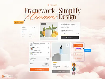 ecluso UI card clean design design system e commerce ecommerce figma framework minimal simple simplify template uikit ux