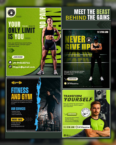 💪 NO PAIN, NO GAIN! branding briyani lover fitness flyer design fitness model fitness poster fitness social media post flyer design gym poster design gym workout logo design poster design poster set social media post workout poster