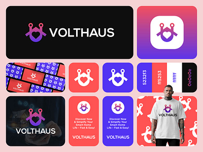 Volthaus logo design (Home + Love) brand identity home logo home tech logo house love home logo real estate startup logo tech logo technology
