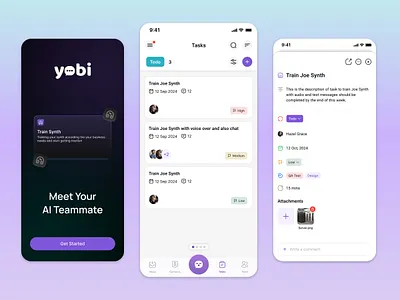 Meet Yobi — Your AI Teammate! ai app assign assignment assistance chat chatbot chatgpt interface management mobile productivity service set goal tasks tech ui ux work