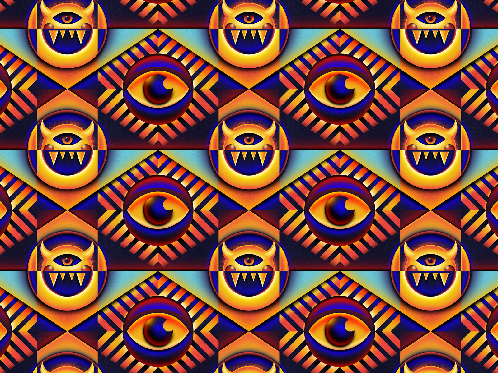 Waiting for Black Metal Records to Come in the Mail abstract branding colorful creatures geometry gradient graphic design illustration modernism monsters mystical pattern seamless pattern texture vintage