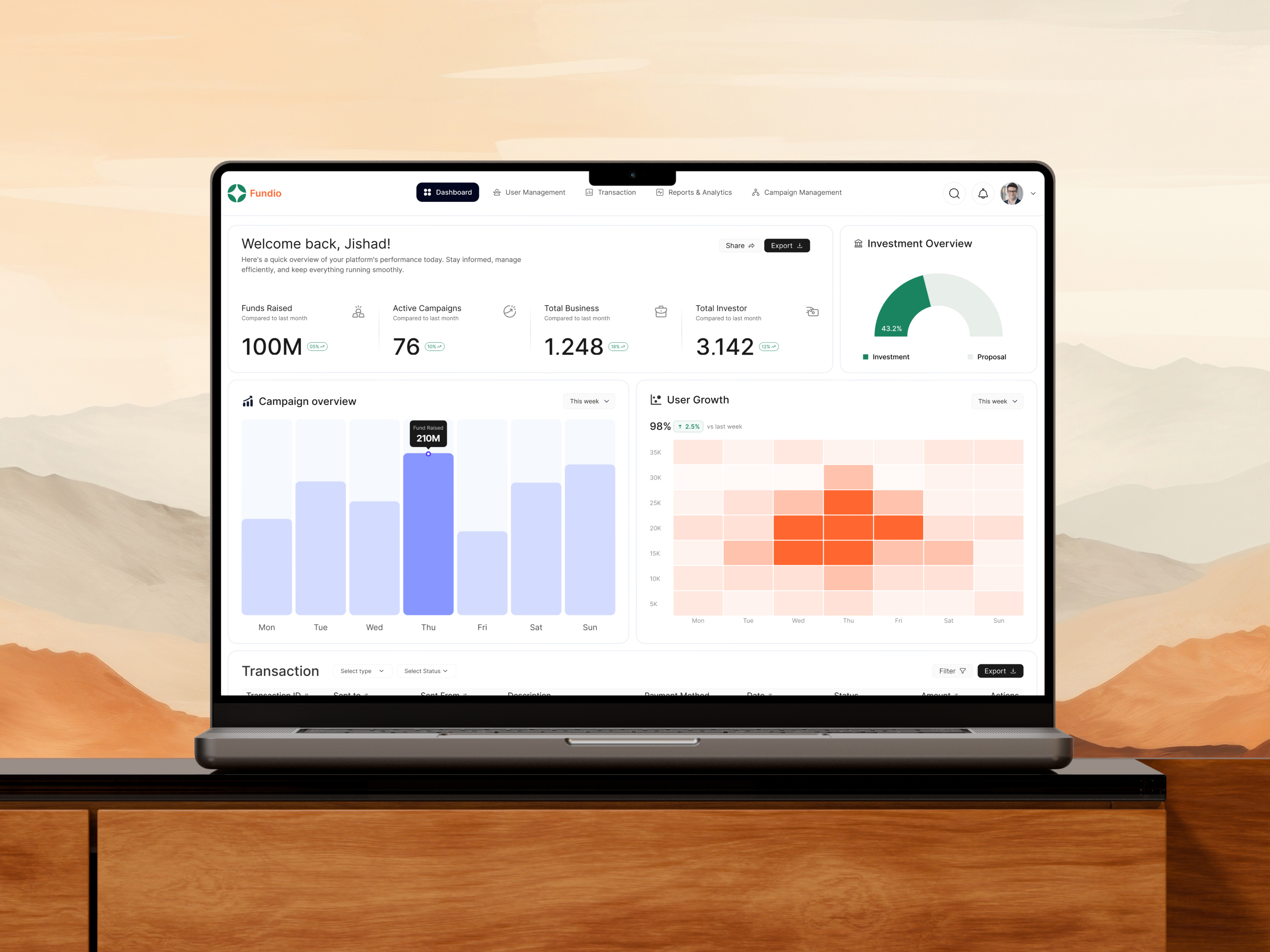 Funding Management SaaS platform design product service startup ui ux web website