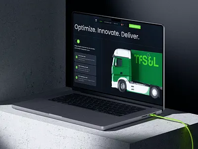 TF Spedition & Logistics - Premium Website Design 3d 3d animations 3d modelling 3d website branding car animations car website container container website dark mode website green landing page logistics logistics website motion graphics spedition ui web design website design