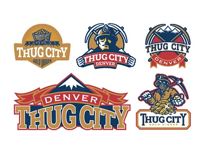 Thug City Logo Badge collection artwork badge branding character design graphic design illustration logo mascot merchandise oldschool patch retro sports vector vintage