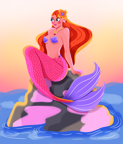 Mermaid 2d character design cute art cute illustation freelance illustator illustration mermaid mermaid art procreate women art women illustration