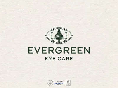 Evergreen Eye Care Combination Mark brand design brand identity branding branding design classic clean eye eye care hand drawn identity design logo logo design logo designer logodesign modern tree typography vintage visual identity