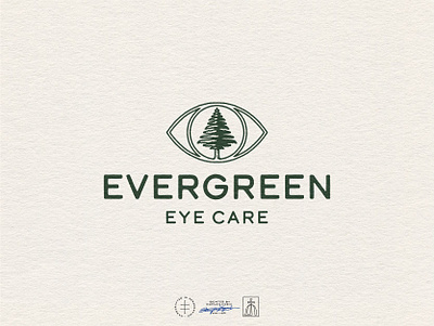 Evergreen Eye Care Combination Mark brand design brand identity branding branding design classic clean eye eye care hand drawn identity design logo logo design logo designer logodesign modern tree typography vintage visual identity