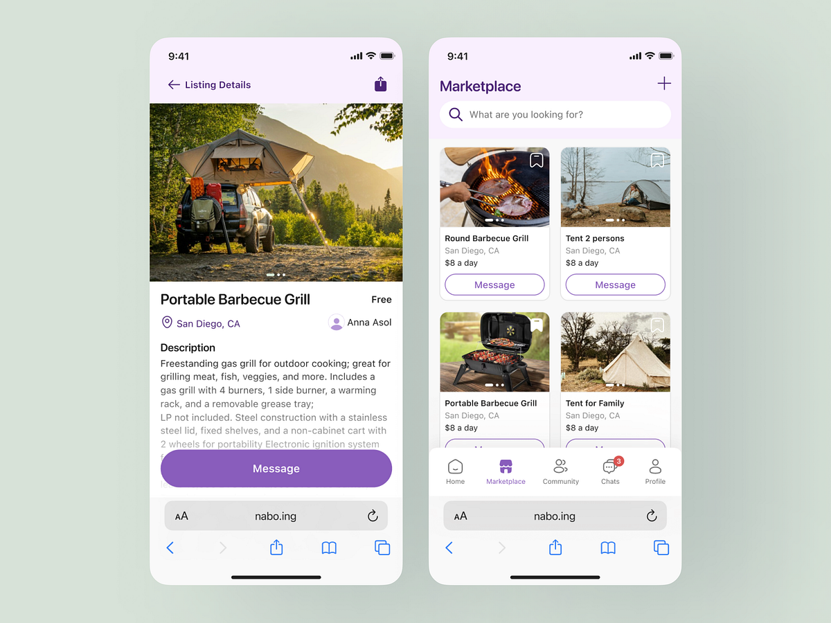 UI/UX Mobile App Design for a Camping Community App + E-commerce Image 1