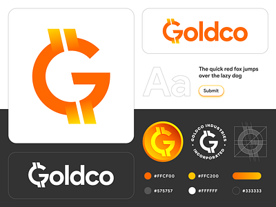 Goldco Logo and Style Guide badge brand identity branding coin currency freelance designer geometry geometric gold golden grid lettermark logo mark symbol icon mihai dolganiuc design money nft marketplace solid timeless startup business token type typography text custom wordmark