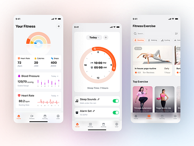 Fitness Tracker Mobile App UI Design app design design fitness app design graphic design heatlh app mobile app ui design mobile application ui ui ux design user experience user interface ux design
