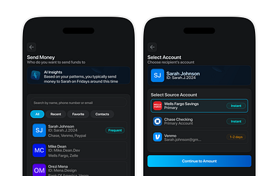AI Powered Payment App ai app app design app ui bank dark mode fintech illustration mobile ui