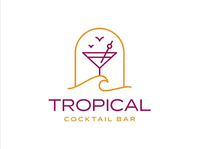 Tropical Cocktail Bar bar beach cocktail drink holiday logo minimalist vacation wave