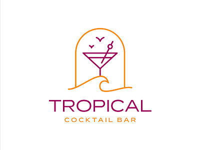 Tropical Cocktail Bar bar beach cocktail drink holiday logo minimalist vacation wave