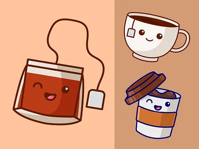 Simple Cute Drink Tea and Coffe Cartoon Collection ☕️🫖🍵 breawing cartoon coffe cup cute cutecartoon drink espresso hot illustration instant simple smile tea teabag teapot teatime vector warm
