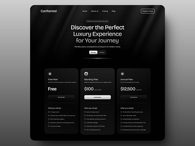 A luxury car rental hero section. car design car website figma hero section design ui design website