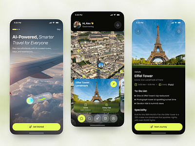 AI Travel Mobile App ai aibasedmobileapp aitourguide aitravelapp app app design ios mobile mobile app mobile ui smarttravelapp smarttravelplanner travelapp travelitineraryapp travelplannerapp uiux