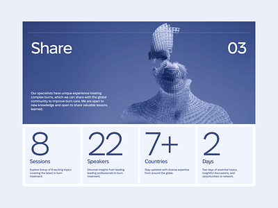 CMA / Burn Care Conference 3d cma desktop dev development gsap high end landing landing page medicine minimalism numbers statistics uiux web web design webflow wires