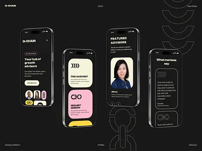 Advisory Platform Mobile advisory advisory platform booking branding coach coach profile coaching dark design graphic design illustration learning mobile recruting teaching teaching platform teaching service ui web design