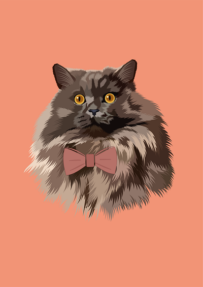 cute fluffy art cat catart illustration portrait