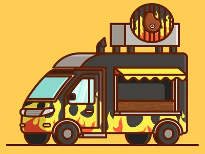 Shopping Truck Cartoon Collection 🍔🚌 around attention cartoon design drink drive fast food illustration mobile practical truck vector